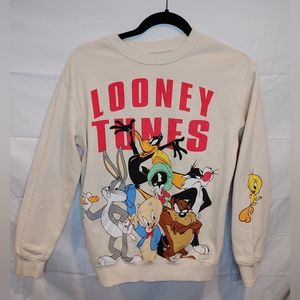 Looney Tunes Cartoon Graphic Character Sweatshirt Cream / Multicolored Size M